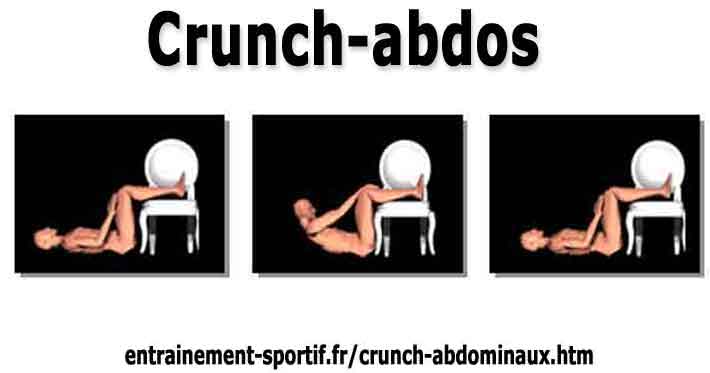crunch abdominaux avec mollets posés sur une chaise