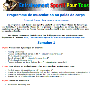 programme de musculation au poids de corps telechargeable