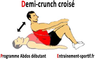  Programme musculation débutant abdominaux Demi-crunch croise