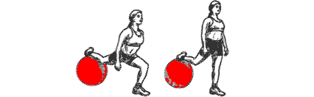 exercice de fitness avec ballon de gym pour les cuisses