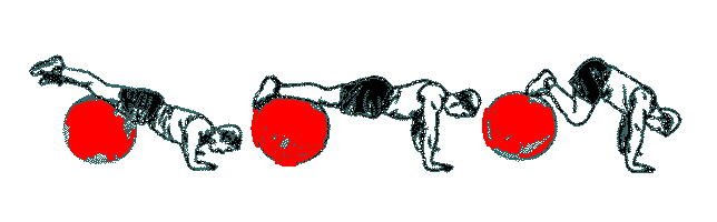 pompe et flexion jambes avec ballon de gym