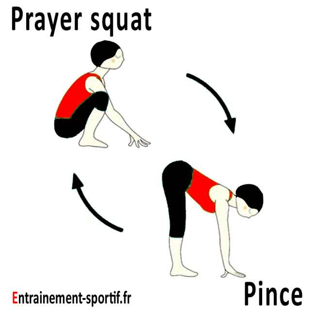 exercices alternés pince squat pour étirer le dos