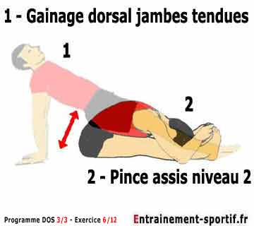 gainage dorsal et pince assis 