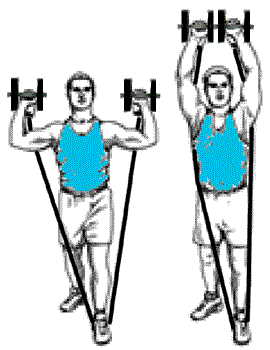 exercice de musculation avec haltères et bande elastique de fitness