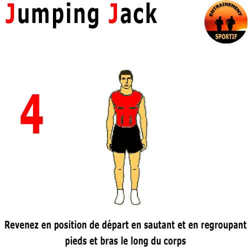 quatrième étape du jumping jack