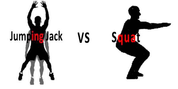 squat comparé au jumping jack