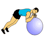 exercice d'echauffement avec ballon de gym pour une musculation spécifique en natation